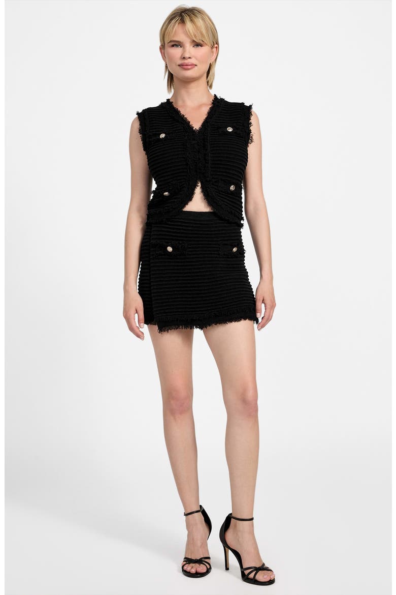Malina Bouclé Ottoman Stitch Vest, Alternate, color, JET BLACK