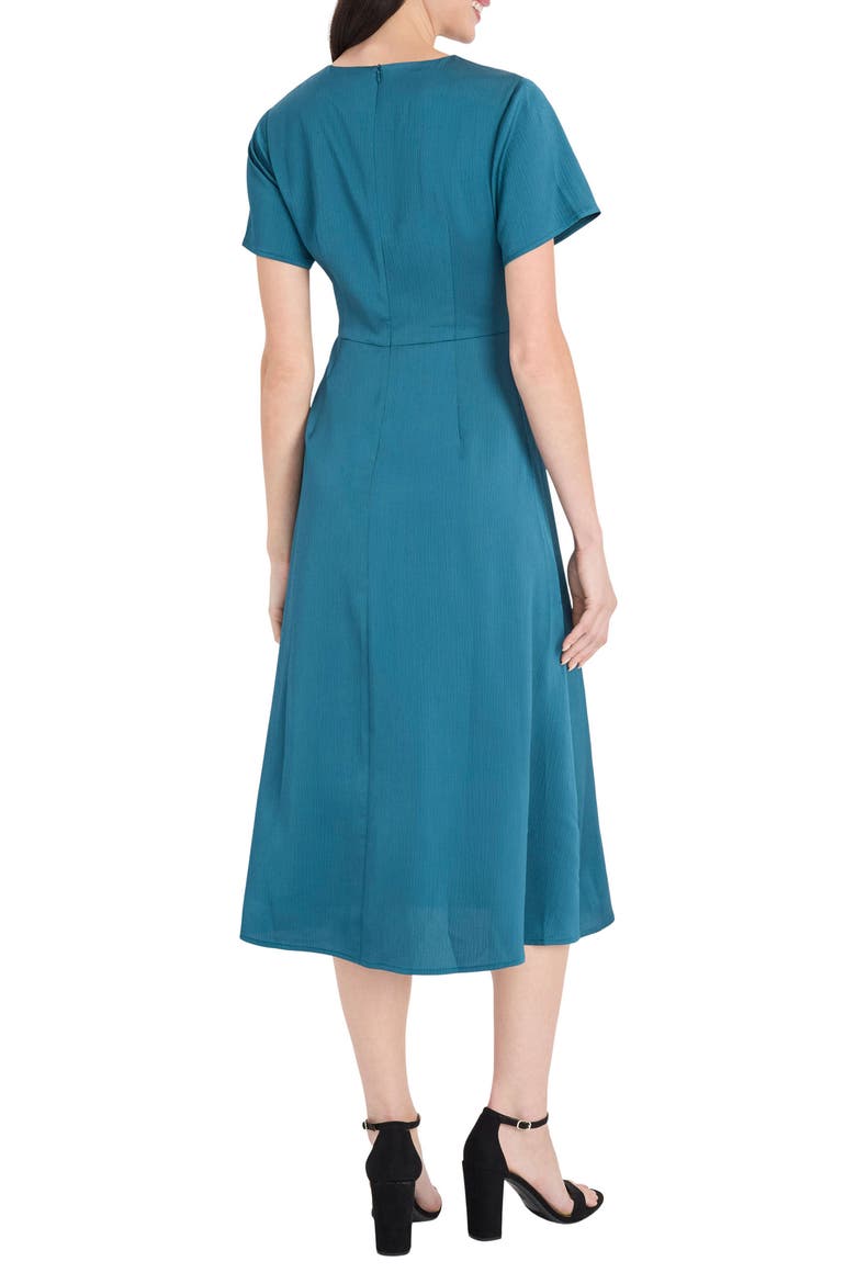 Gold Waist Detail Midi Dress, Alternate, color, GREEN HERON