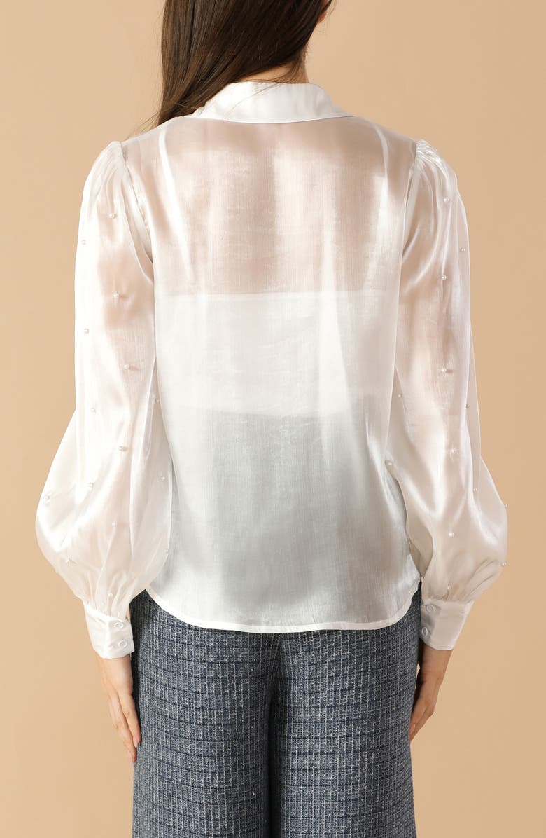 FLYING TOMATO Organza Embellished Button-Up Shirt, Alternate, color, Cream