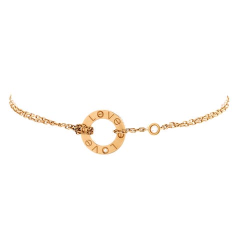2 Diamonds Love Bracelet 18K Yellow Gold with Diamonds