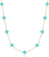 The Lovery Fine Jewelry Mini Turquoise Clover Necklace