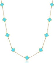 The Lovery Fine Jewelry Mini Turquoise Clover Necklace
