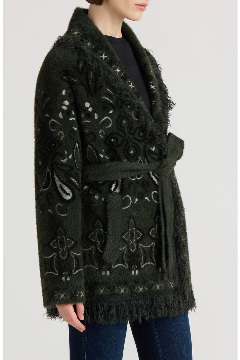 Paisley Fringe Belted Coatigan, Alternate, color, OLIVE
