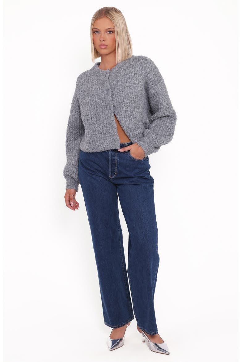 Albertine Bouclé Crop Cardigan, Alternate, color, GREY