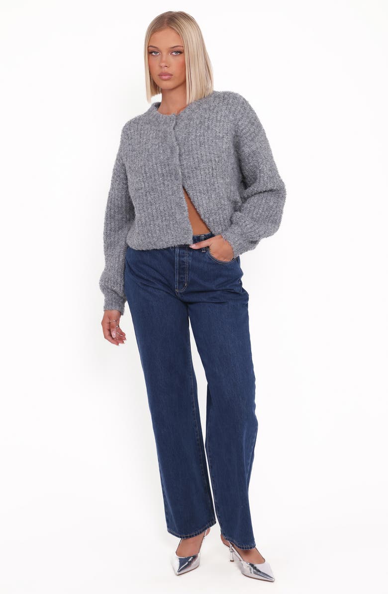 Petal & Pup Albertine Bouclé Crop Cardigan, Alternate, color, Grey