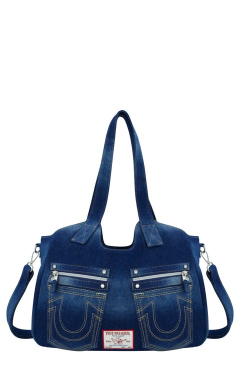 Horseshoe Stitched Denim Shoulder Bag
