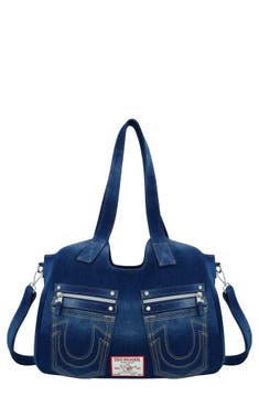 Horseshoe Stitched Denim Shoulder Bag