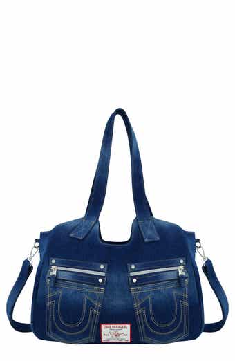 True Religion Brand Jeans Horseshoe Stitched Denim Shoulder Bag