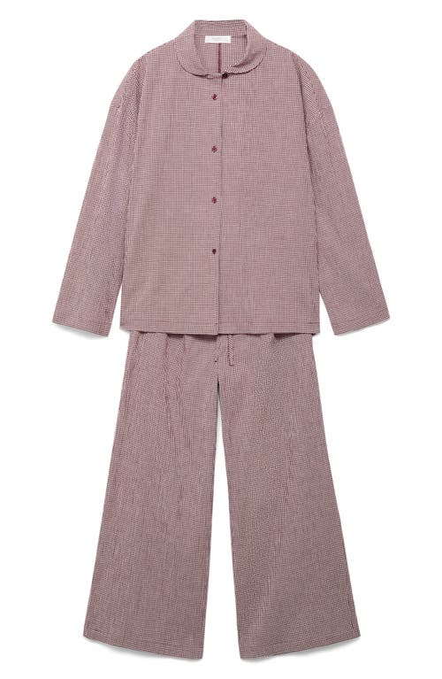 Mango Gingham Stretch Cotton Pajamas In Pink