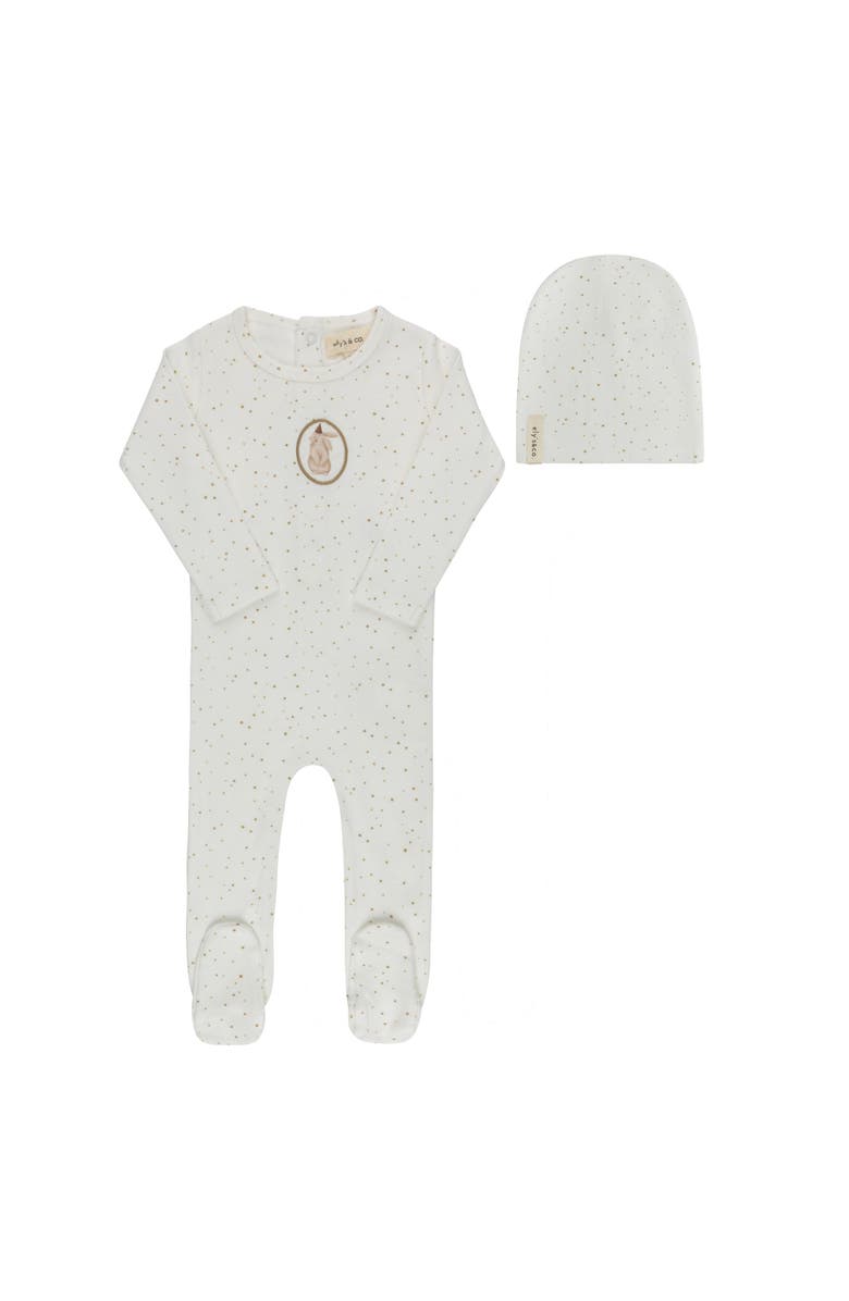 Ely's & Co. Speckled Bunny Collection -  Footie + Beanie, Main, color, Ivory/Tan