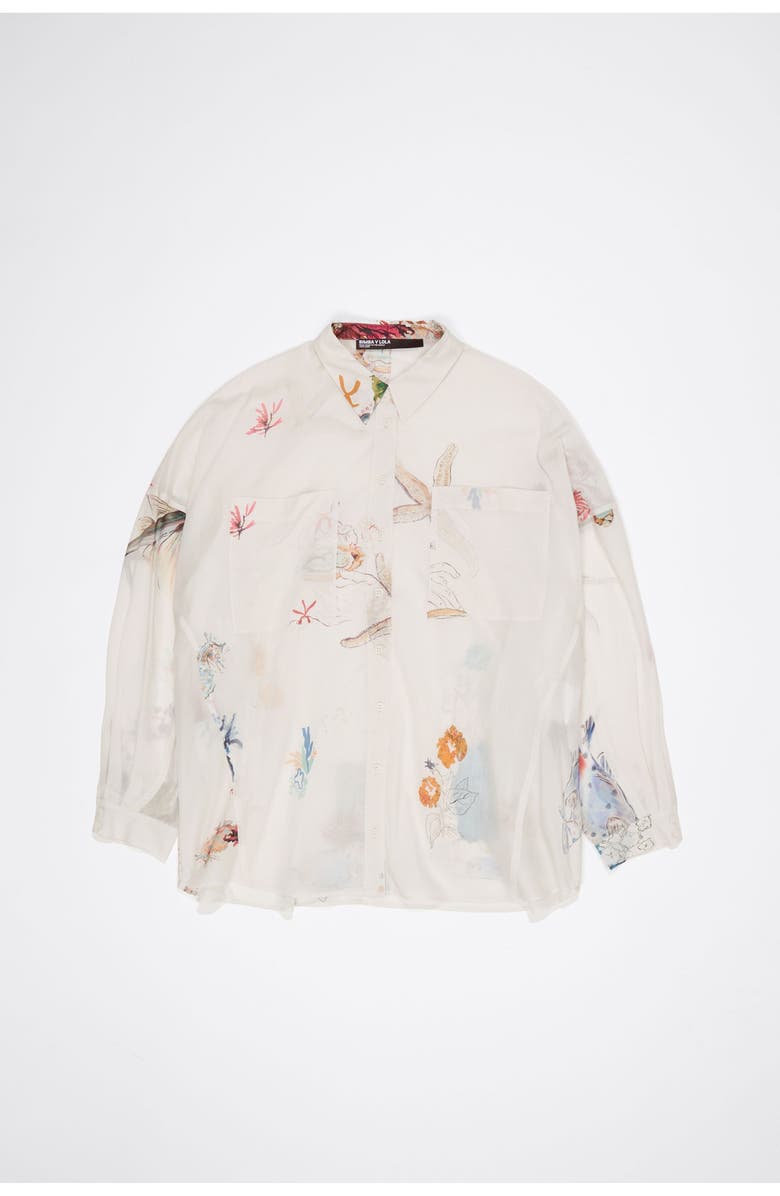 Bimba y Lola Seabed Cotton Oversize Shirt, Alternate, color, Seabed Off White