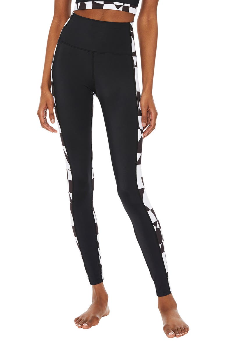 Geo Stripe High Waist Recycled Polyester Blend Leggings, Main, color, 70S GEO