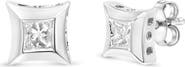 Haus of Brilliance Sterling Silver 1/3 Cttw Princess Cut Diamond Square Stud Earrings