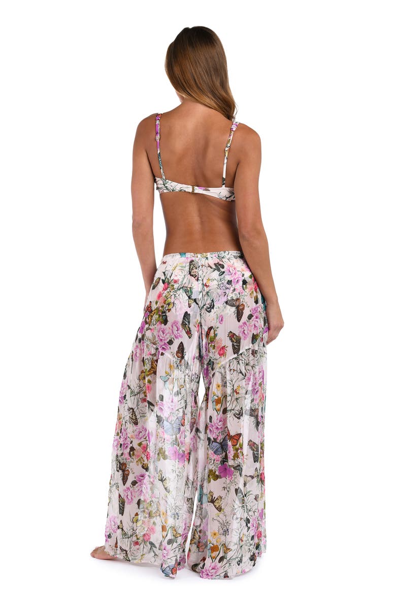 L'AGENCE Sharon Butterfly Print Wide Leg Cover-Up Pants, Alternate, color, 