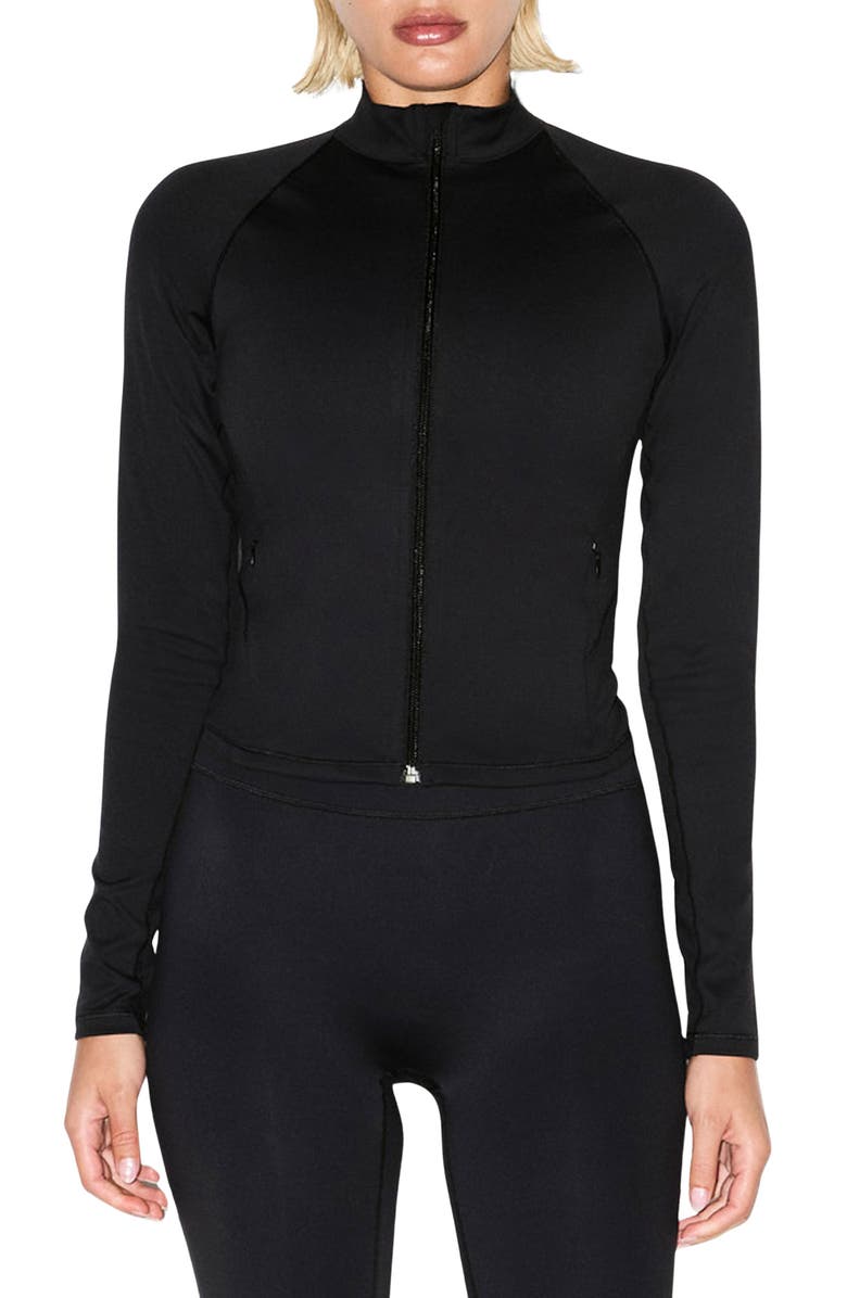 NikeSKIMS Full Zip Mock Neck Jacket, Main, color, Obsidian