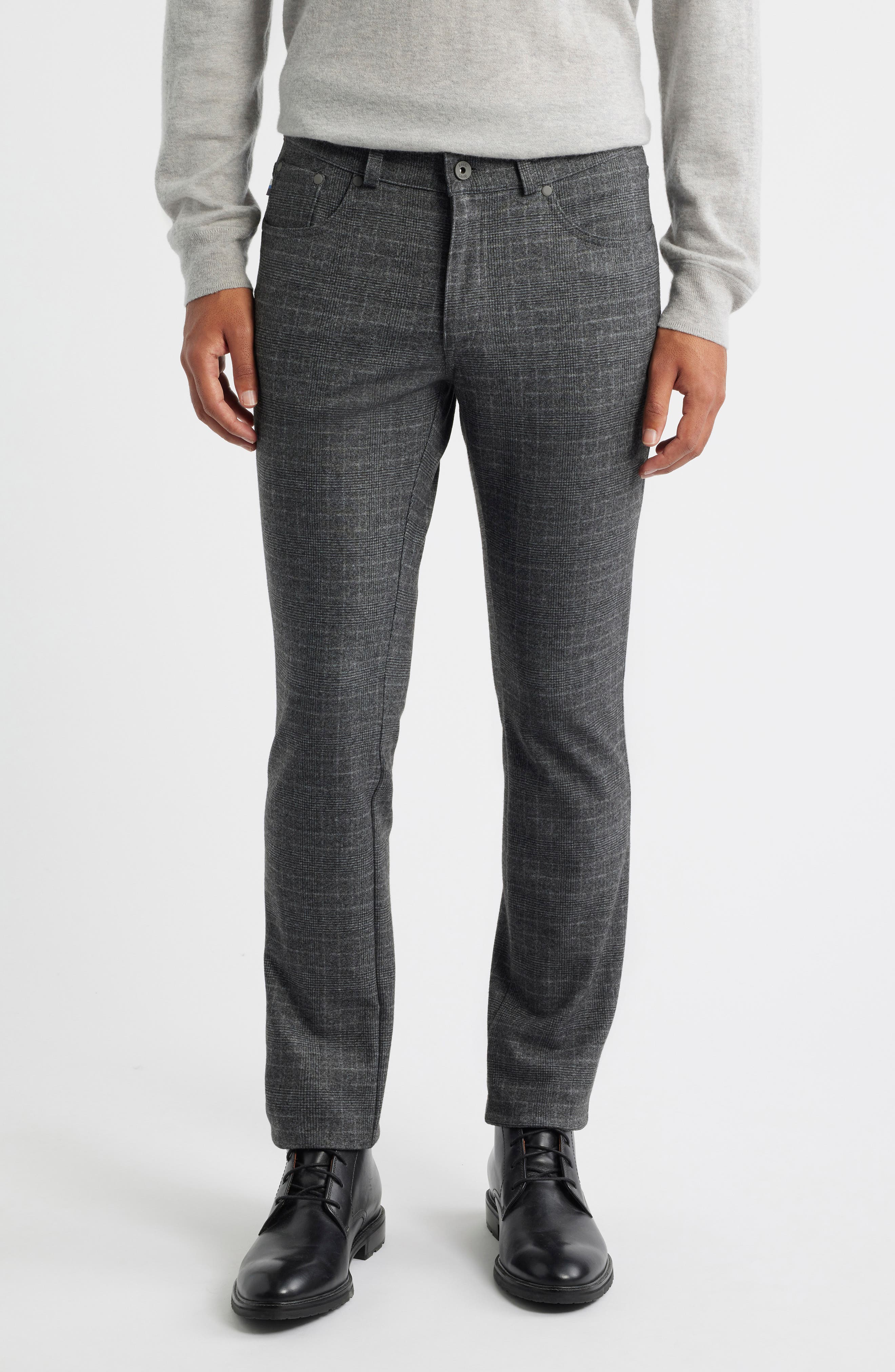 Brax Chuck Hi Flex Plaid Modern Fit Five-Pocket Pants in Elefant 
