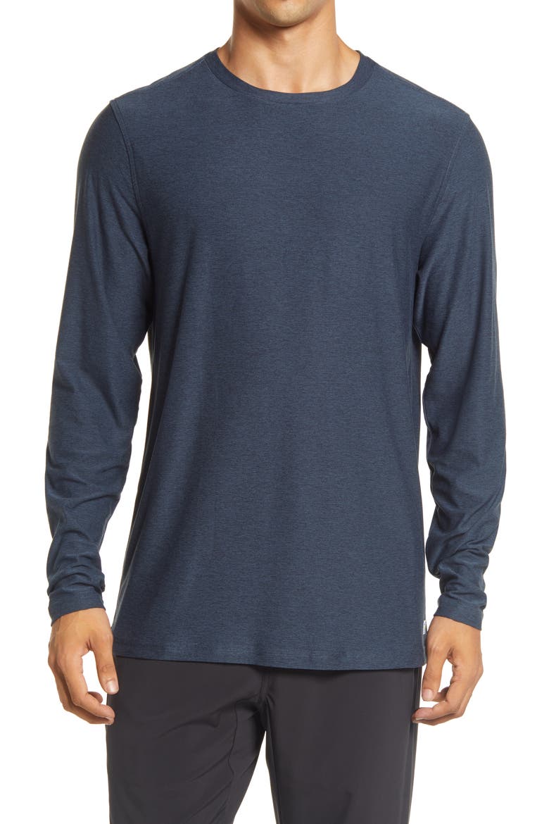 Long Sleeve Strato Tech Tee, Main, color, NAVY HEATHER