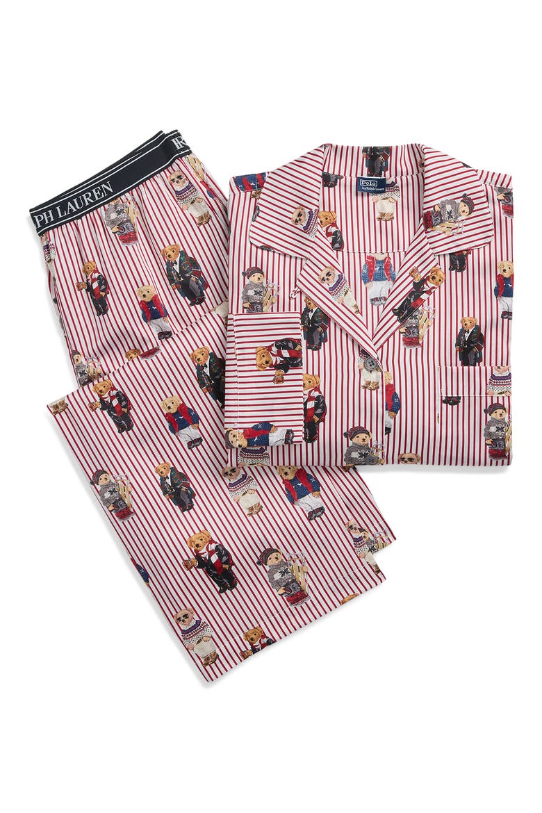 Madison Cotton Pajamas, Alternate, color, BEAR RED