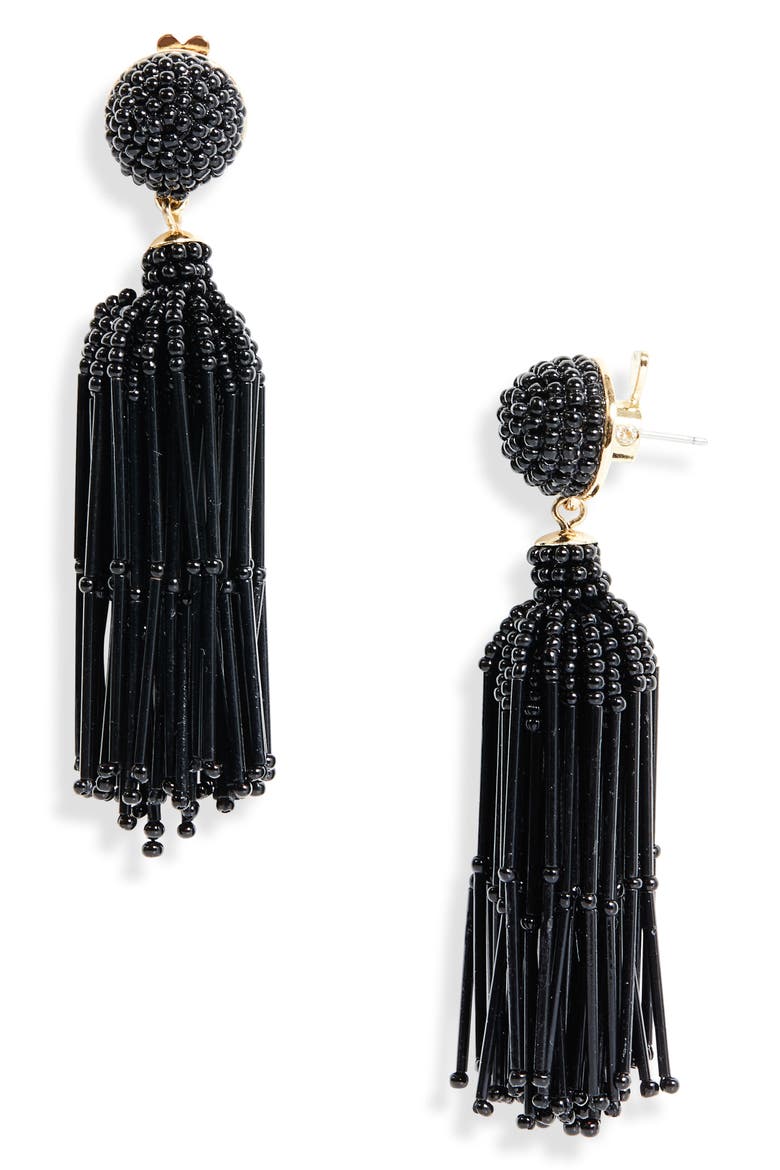 Tassel Earrings, Main, color, BLACK
