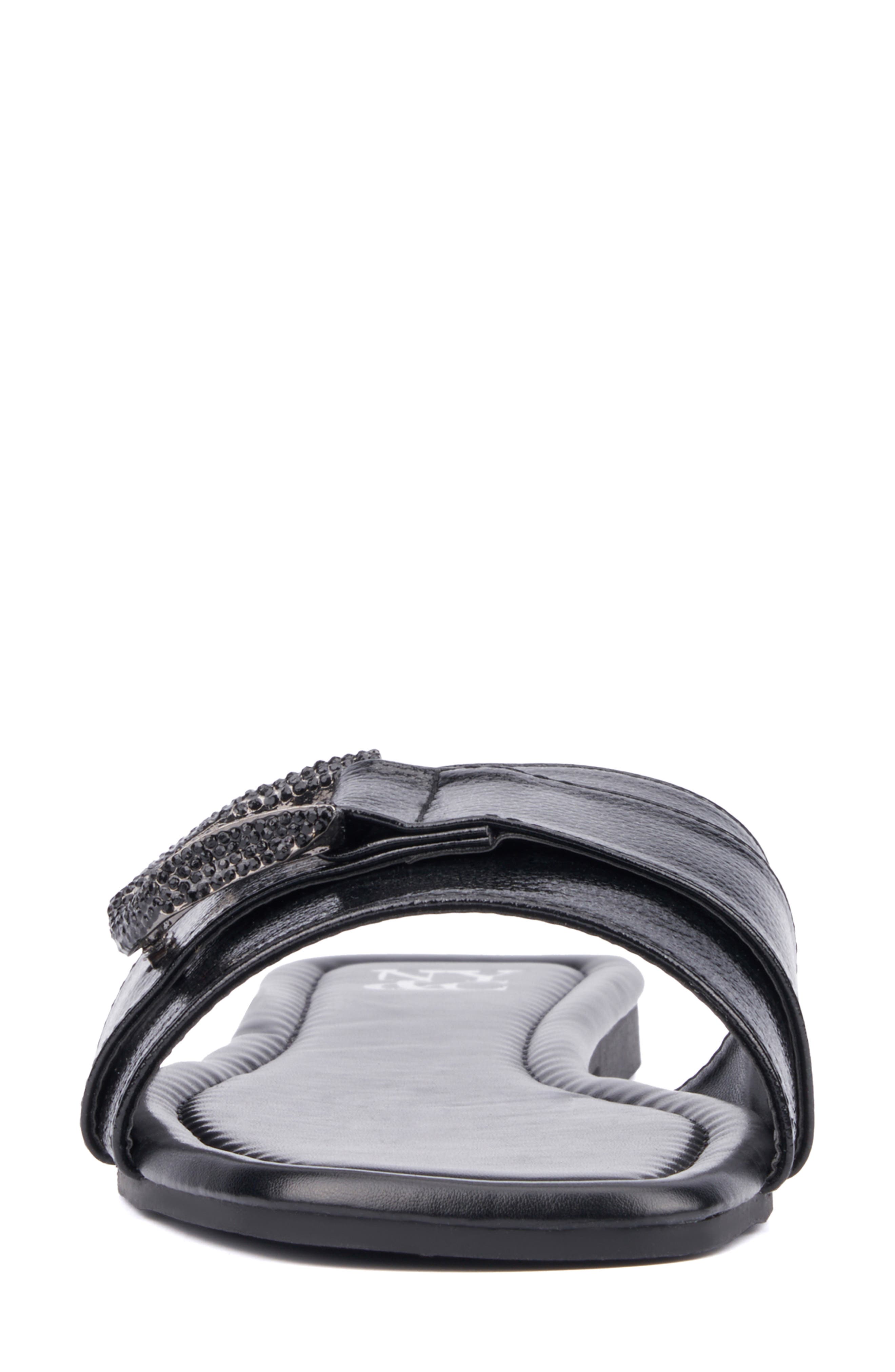NEW YORK AND COMPANY Nadira Slide Sandal, Alternate, color, Black