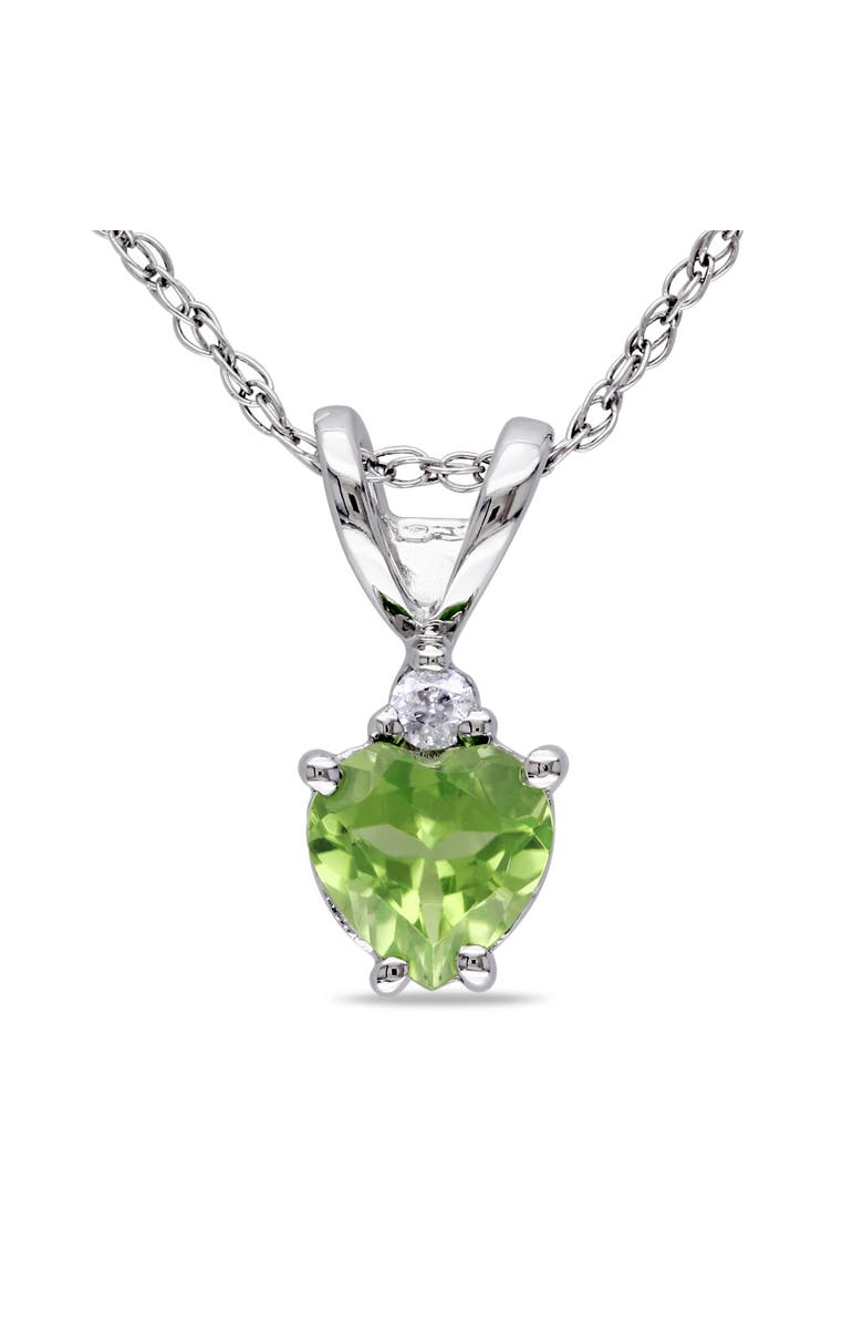 Julianna B. Gemstone & Diamond Solitaire Heart Necklace 10K, Main, color, Peridot