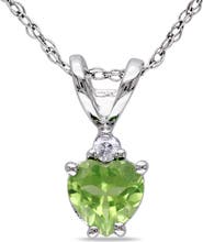 Julianna B. Gemstone & Diamond Solitaire Heart Necklace 10K