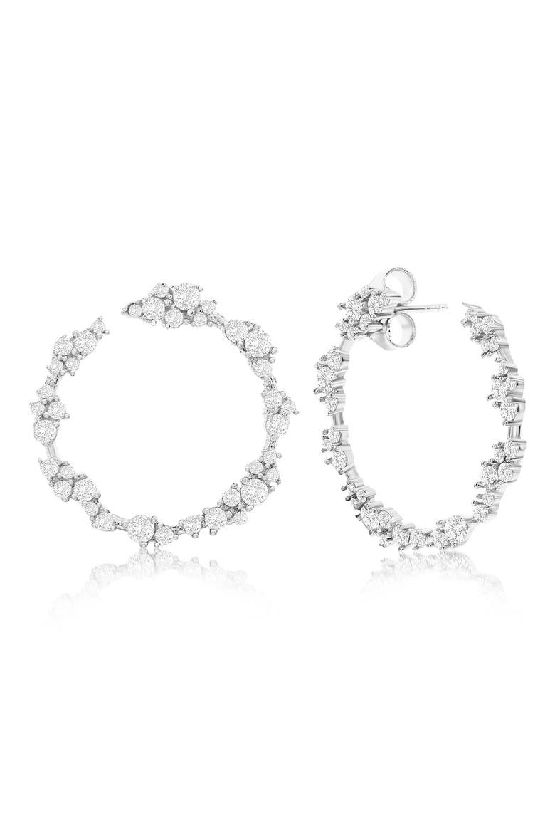 Open Circle Cluster Hoop Earrings, Main, color, WHITE