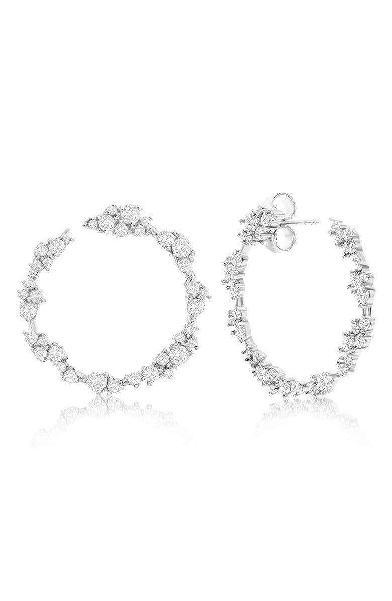 SUZY LEVIAN Open Circle Cluster Hoop Earrings, Main, color, White