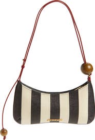 Jacquemus Le Bisou Perle Stripe Woven Raffia Shoulder Bag