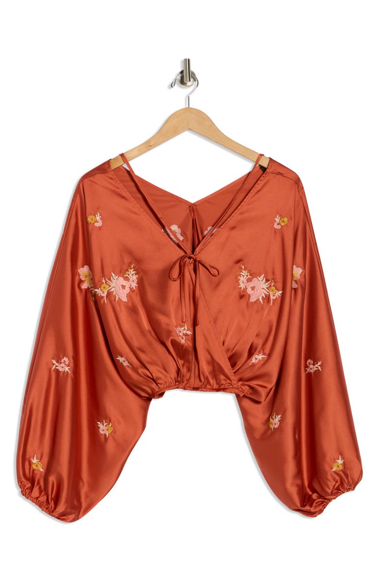 JACQUIE THE LABEL Daisy Embroidered Top, Alternate, color, Rust