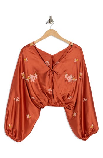 Jacquie The Label Daisy Embroidered Top In Brown