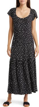 Loveappella Tiered Tie Back Midi Dress