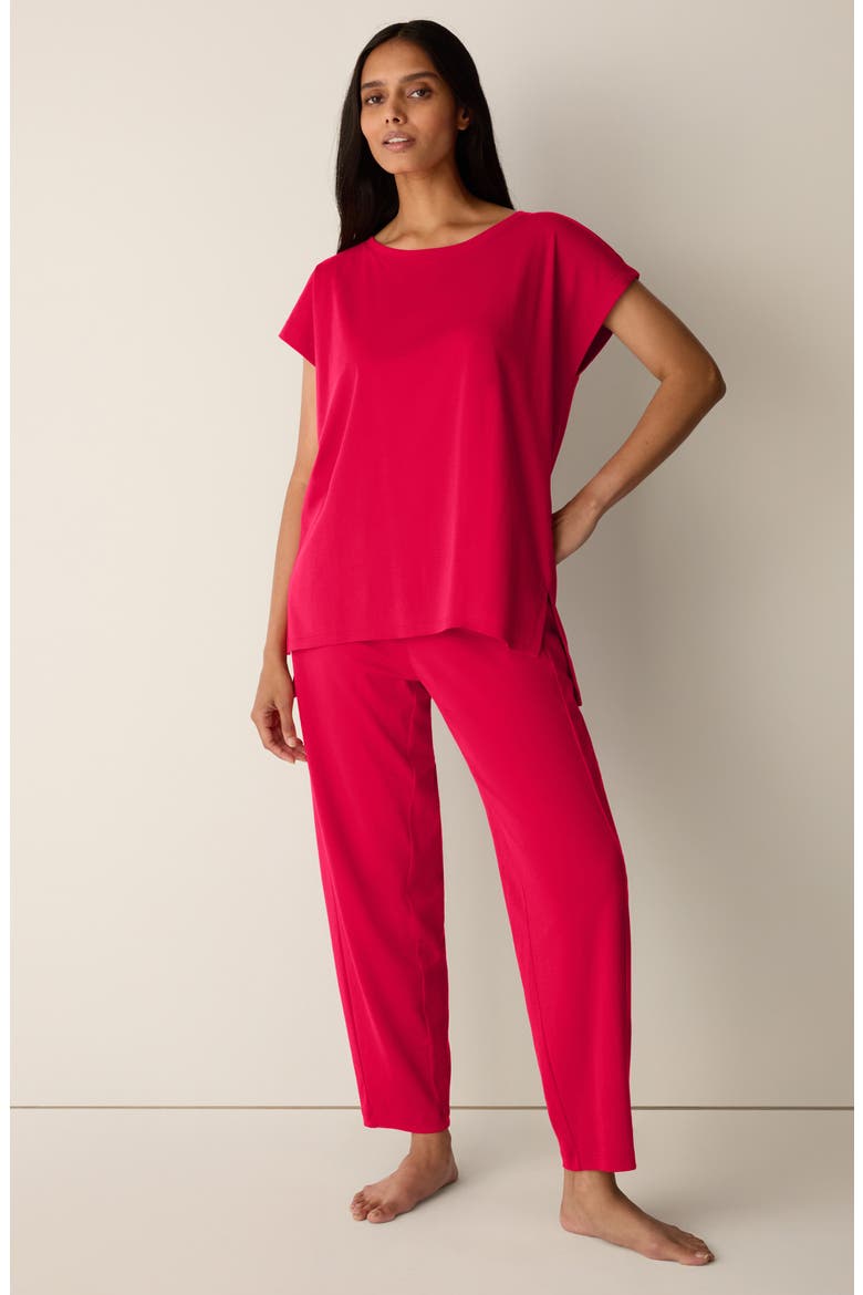 Jewel Neck Organic Cotton Pajama Top, Alternate, color, CRIMSON