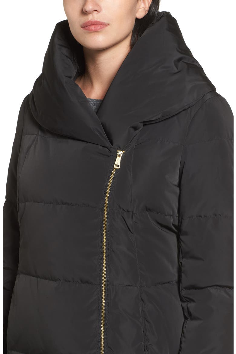Down & Feather Coat, Alternate, color, BLACK