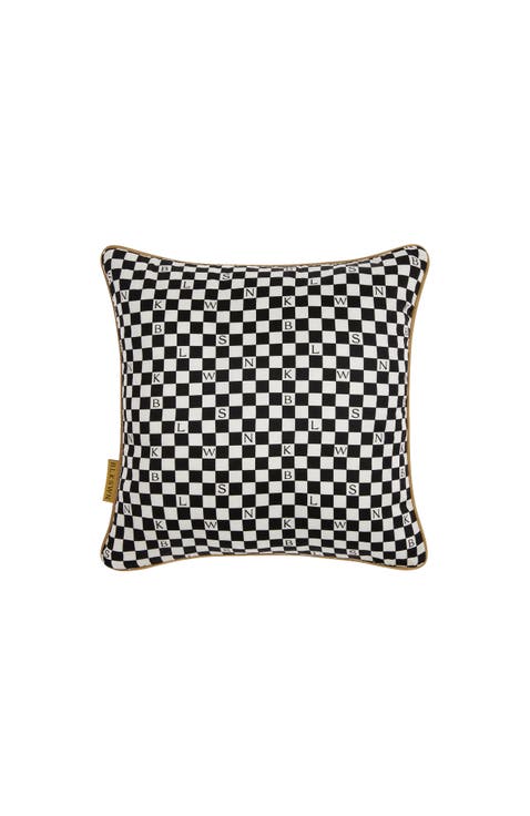 Checkerboard Silk Decorative Cushion