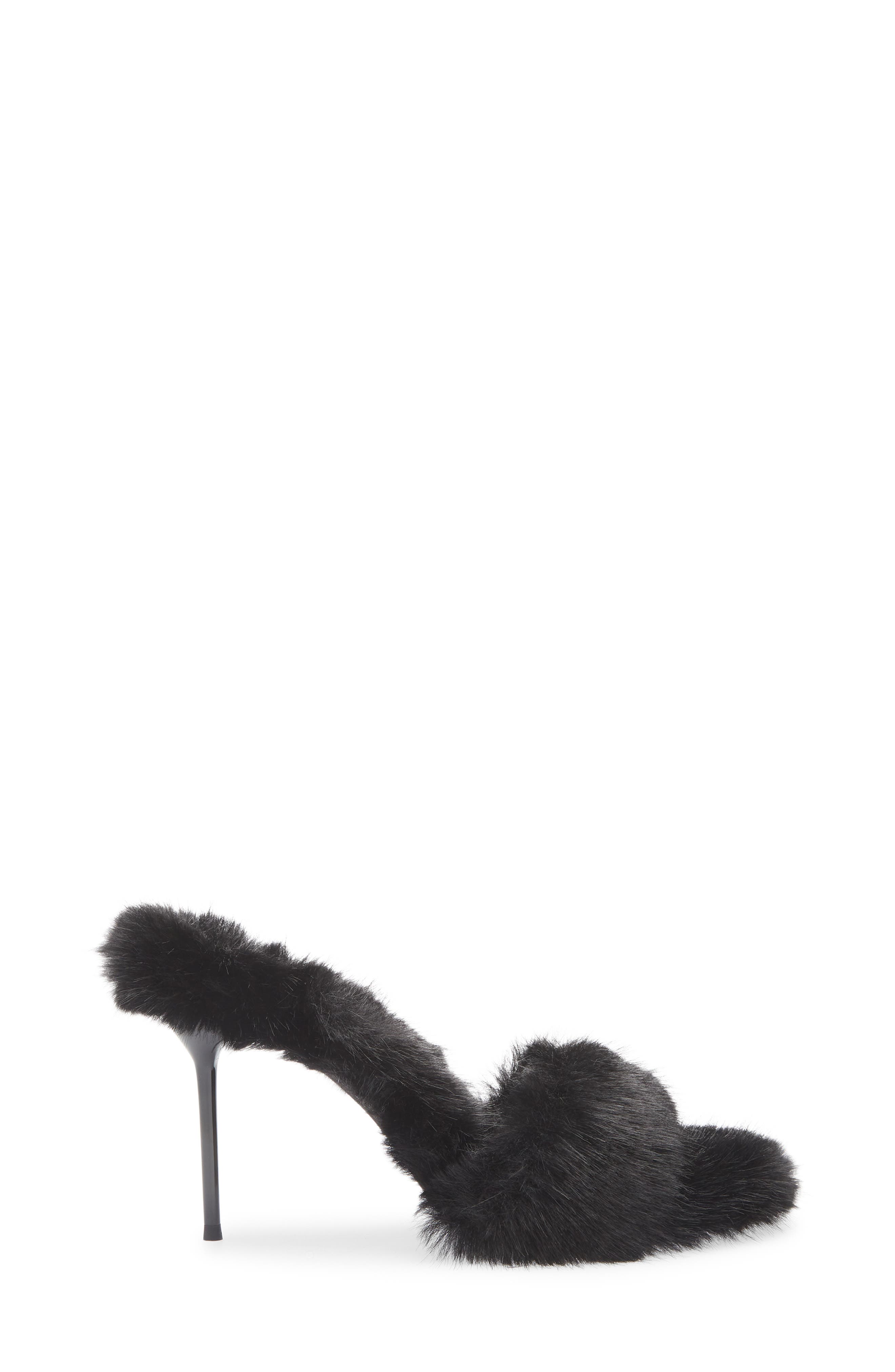 Jeffrey Campbell Big Mama Faux Fur Sandal, Alternate, color, Black