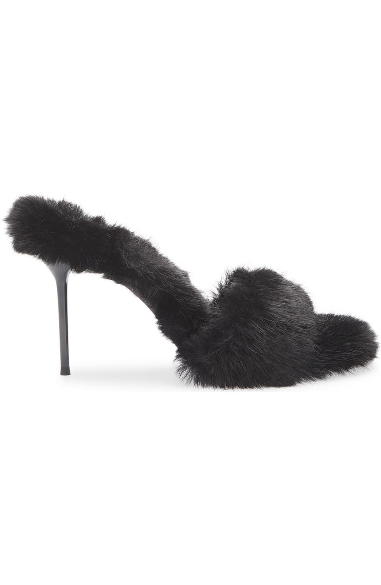 Jeffrey Campbell Big Mama Faux Fur Sandal, Alternate, color, Black
