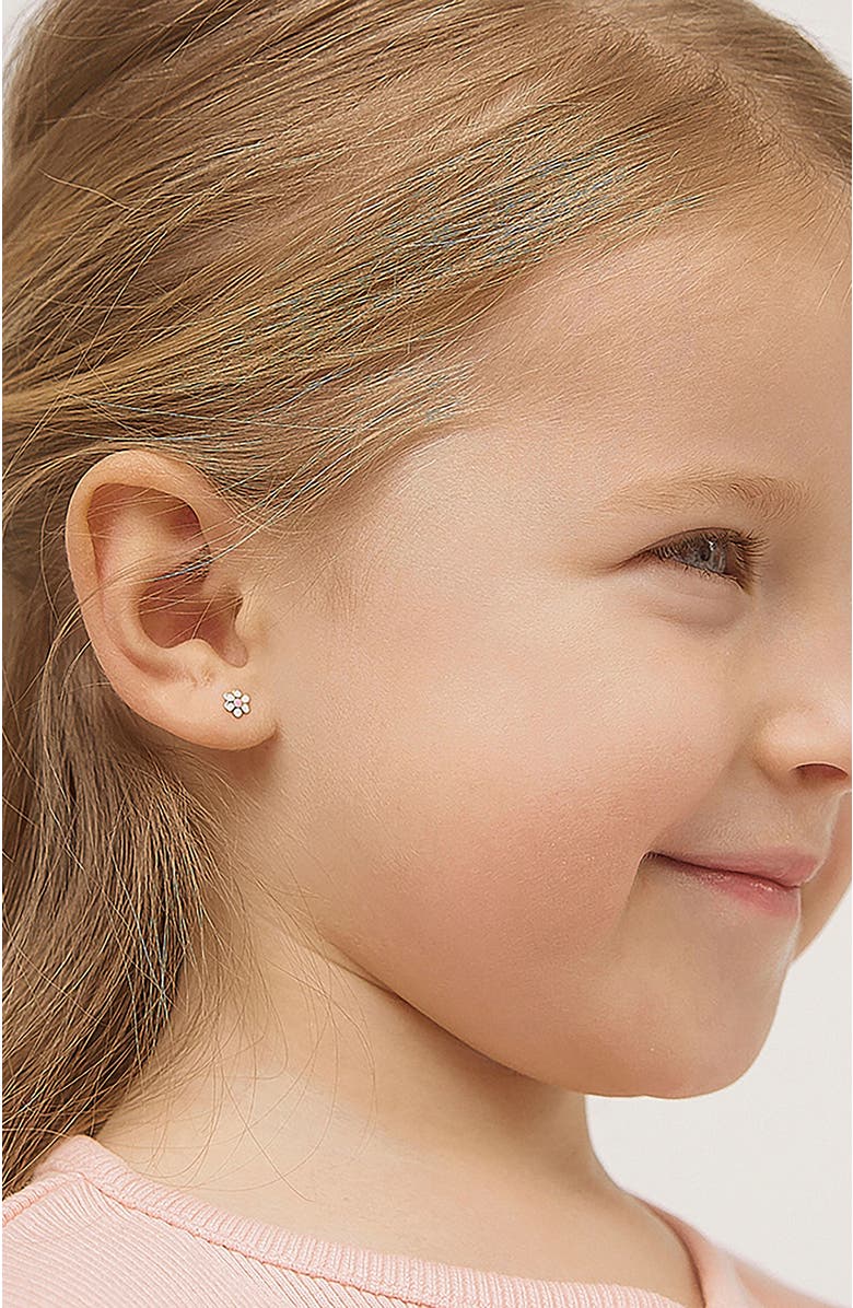 In Season Jewelry 14k Enamel Daisy Earrings, Alternate, color, White