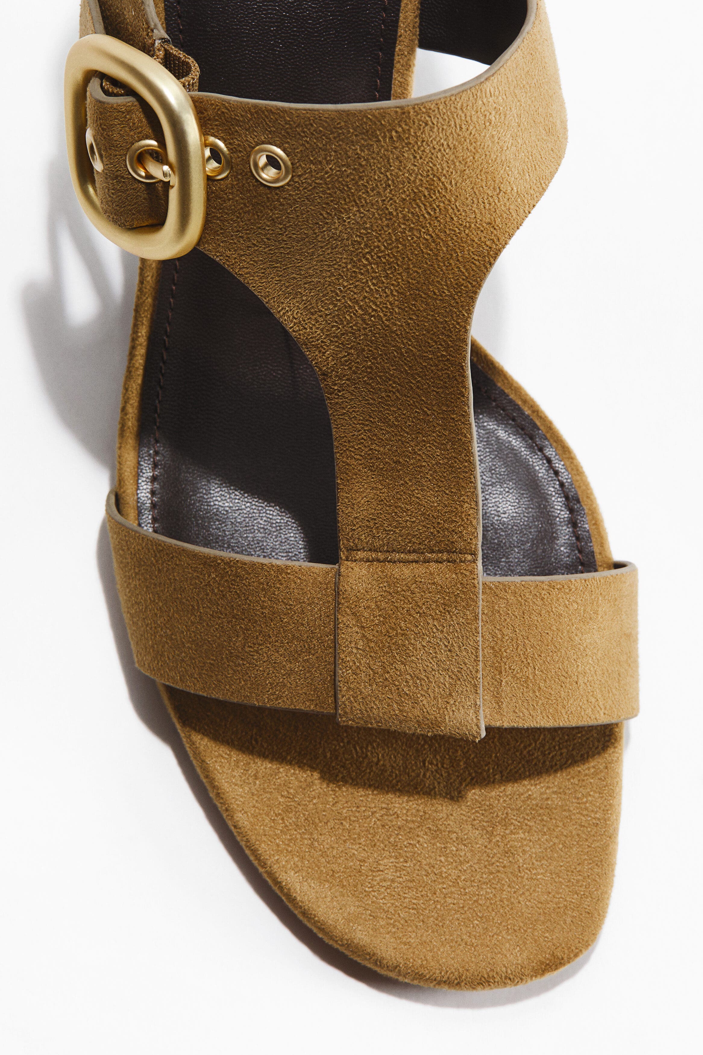 H&M Block-heeled Sandals, Alternate, color, Light Olive Green