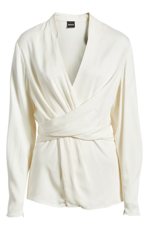 Hugo Boss Boss Bimkai Front Wrap Top In Soft Cream