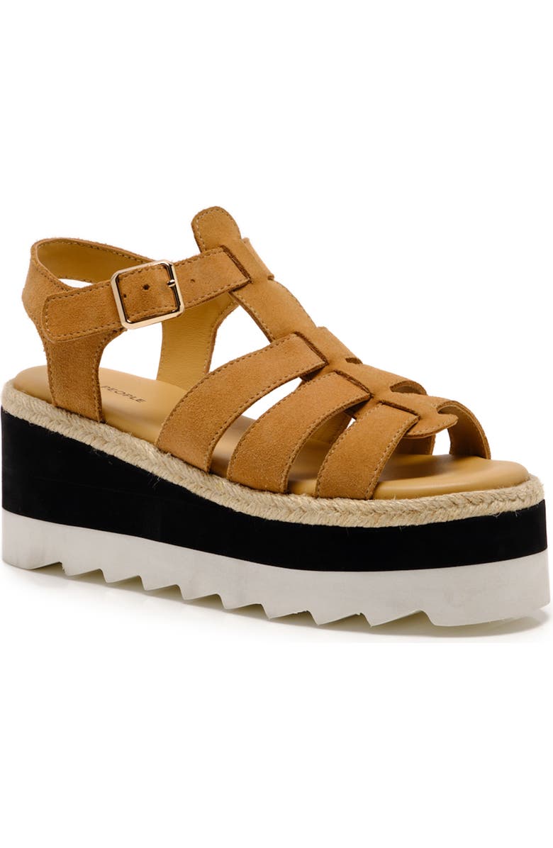 Free People Mykonos Platform Wedge Fisherman Sandal, Main, color, Vachetta Suede