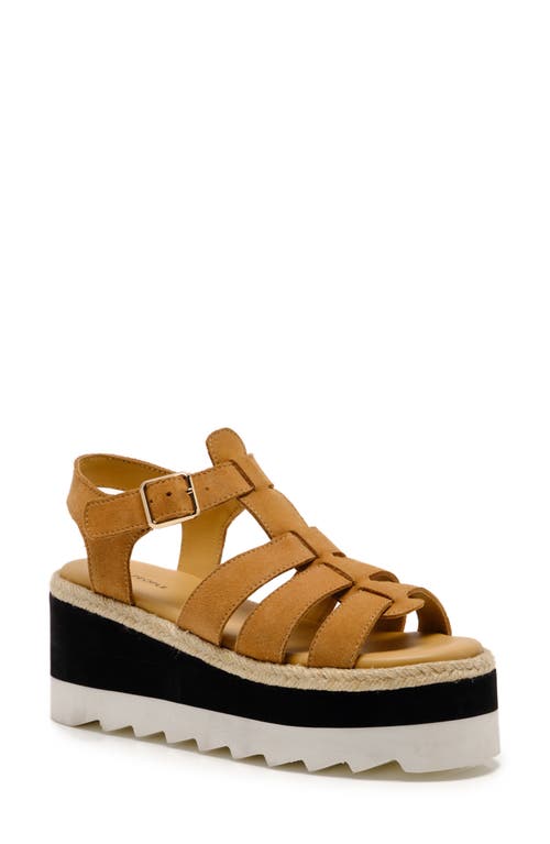 Free People Mykonos Platform Wedge Fisherman Sandal In Vachetta Suede