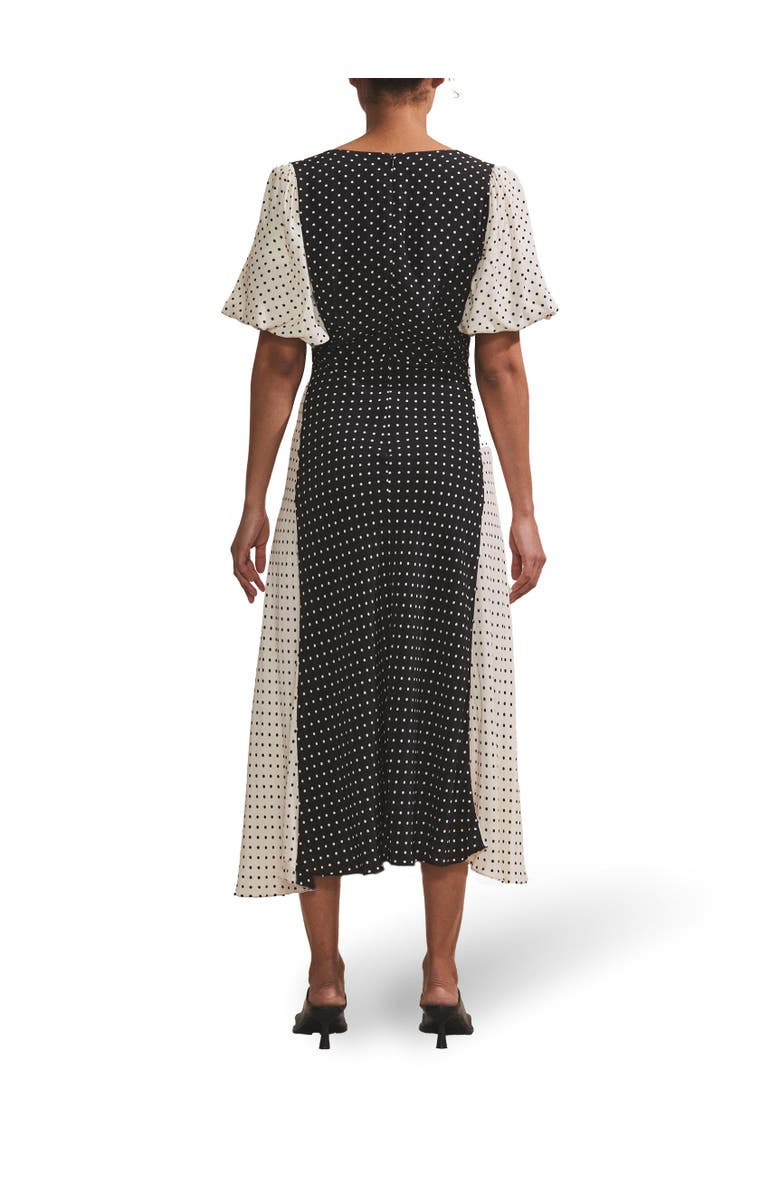 Ro&Zo Mono Contrast Spot Midi Dress, Alternate, color, Mono