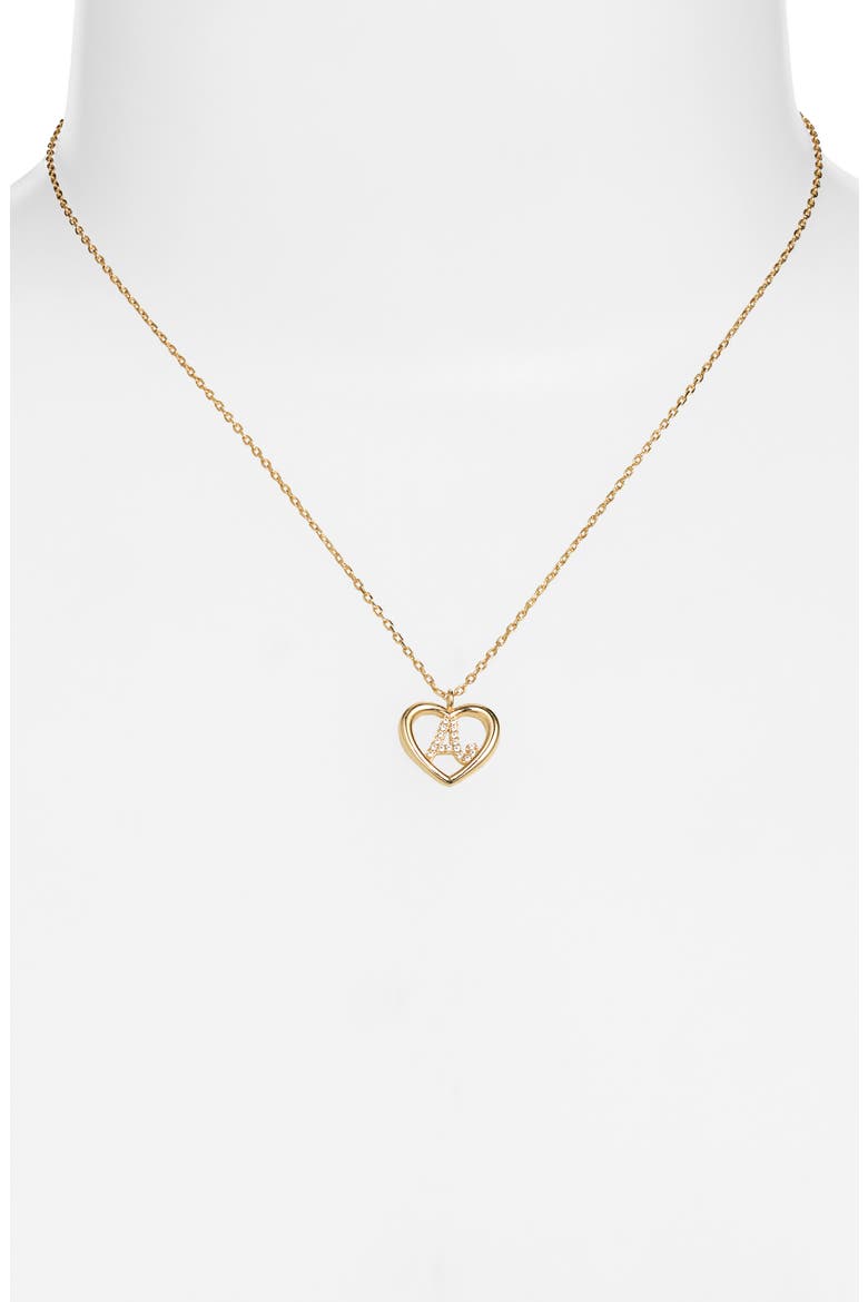 Heart Cubic Zirconia Initial Pendant Necklace, Alternate, color, GOLD A