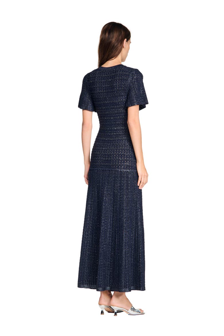 Rhinestone knit maxi dress, Alternate, color, Navy blue