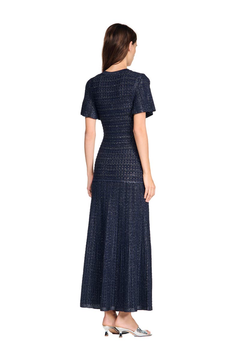 SANDRO Rhinestone knit maxi dress, Alternate, color, 