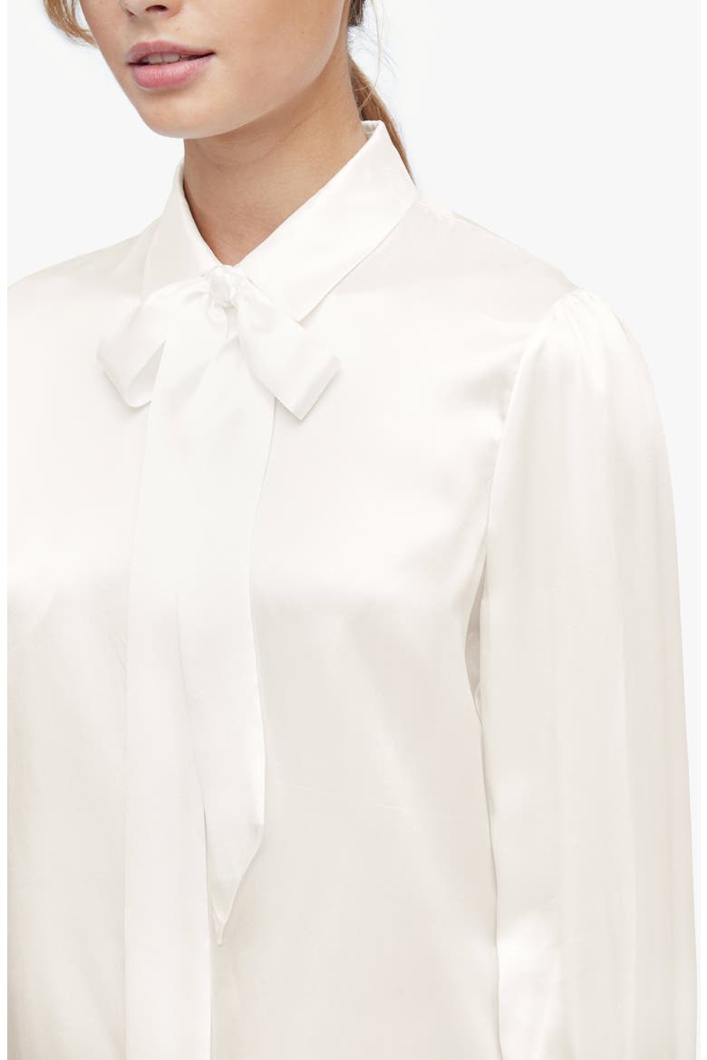 Vintage Bow Tie Silk Blouse, Alternate, color, Ivory