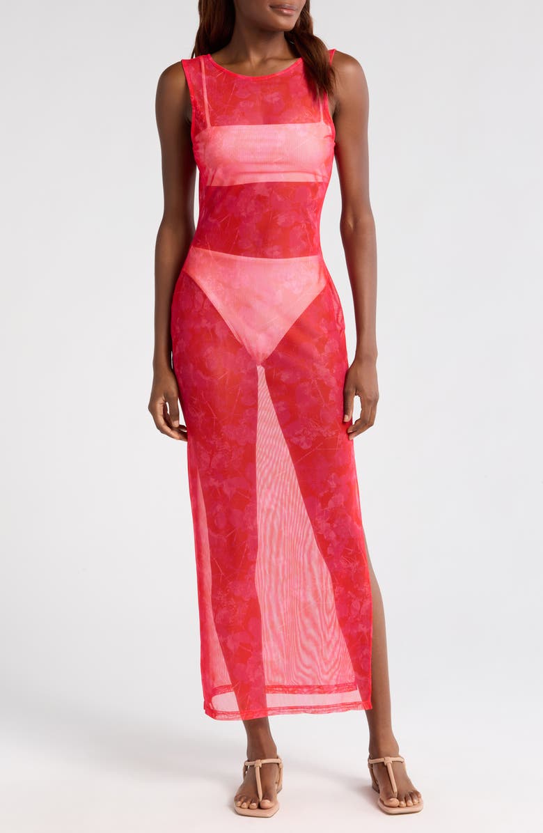 Hutch Grazi Sheer Mesh Cover-Up Dress, Main, color,