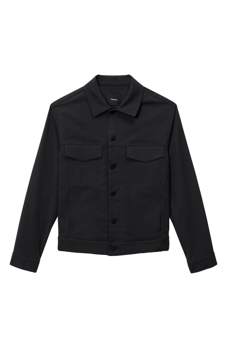 Theory River Cotton Blend Twill Trucker Jacket, Alternate, color, Black - 001