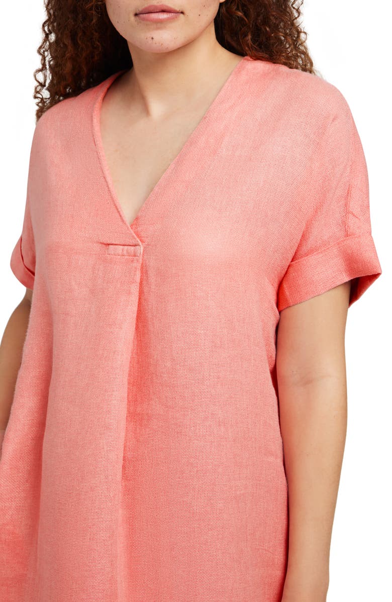 Faherty Sanibel Linen Shift Dress, Alternate, color, Coral